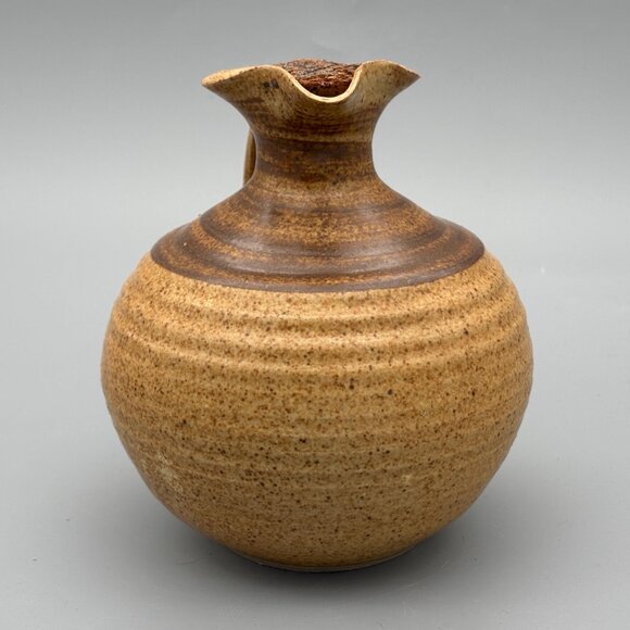 Vintage Studio Pottery Jug with Cork Stopper and Rounded Stoneware Earthy Glaze - Picture 3 of 7